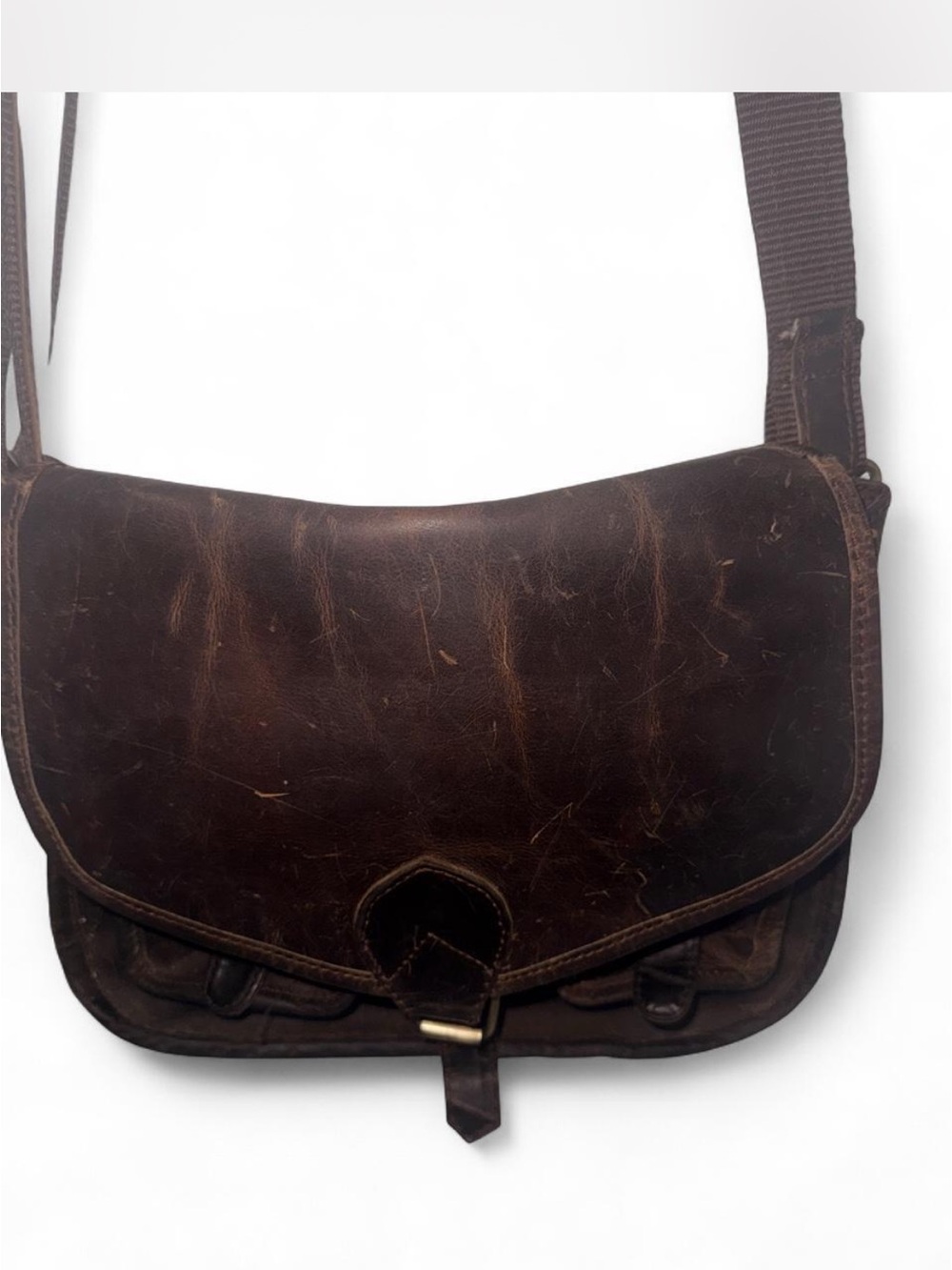 Men's Vintage-Style Dark Brown Leather Messenger Bag
